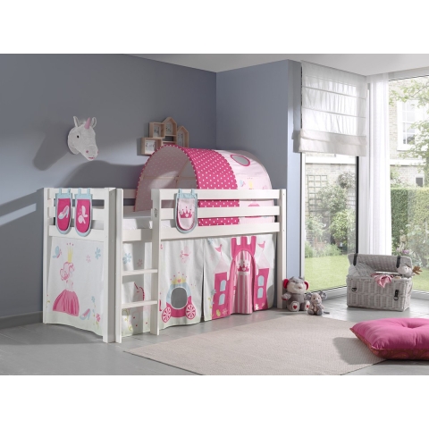 Lucevi pino halfhoogslaper h115cm met ladder 90 x 200 cm princess