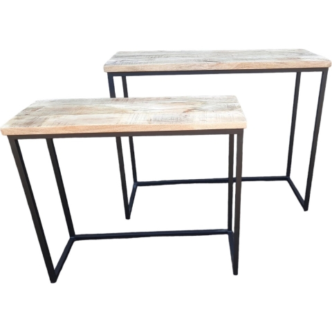 Furnilux Sidetable set van 2 mangohout zwart