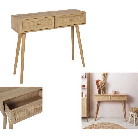 Home Deco Factory Sidetable bali met rattan voorzijde 29x100x81 cm consoletafel -