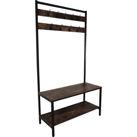 4livingz Stevige retro kapstok bank 42x100x183 cm /bruin