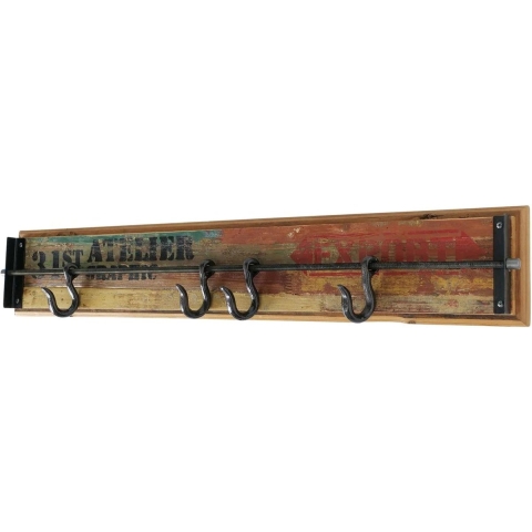 Boltze Atelier kapstok 4 haaks hout/metaal 94x16x6 cm -