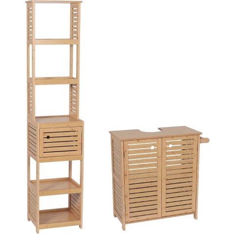 4goodz Set badkamermeubel trinidad wastafelonderkast + kolomkast mdf