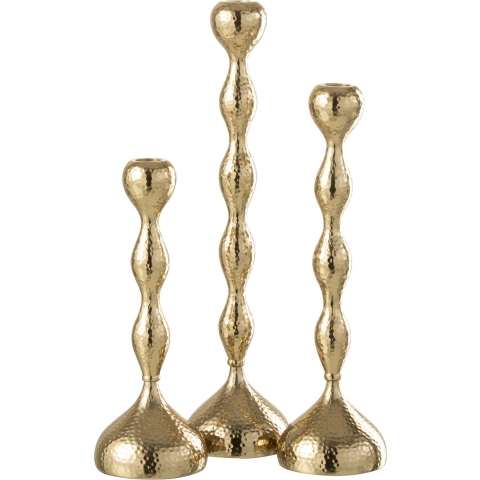 J-Line set van drie kandelaars borne aluminium goud 9x9x39cm