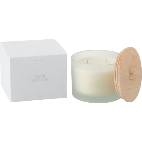 J-Line geurkaars accords essentiels fleur blanche-28h 11.5x11.5x10cm