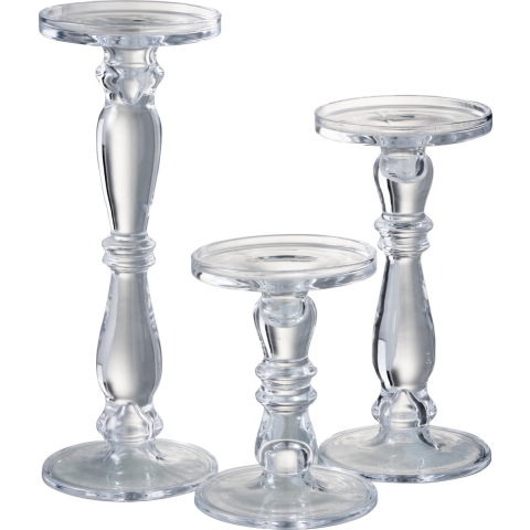 J-Line kandelaar/kaarshouder leti glas large 13x13x35.5cm
