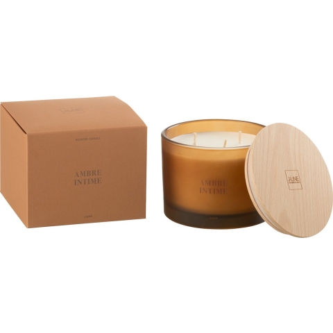 J-Line geurkaars accords essentiels ambre intime-28h 11.5x11.5x10cm