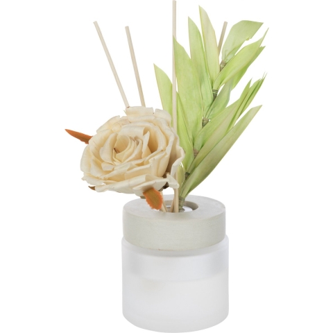 J-Line geurolie+bloem glas 11.5x8.5x27cm