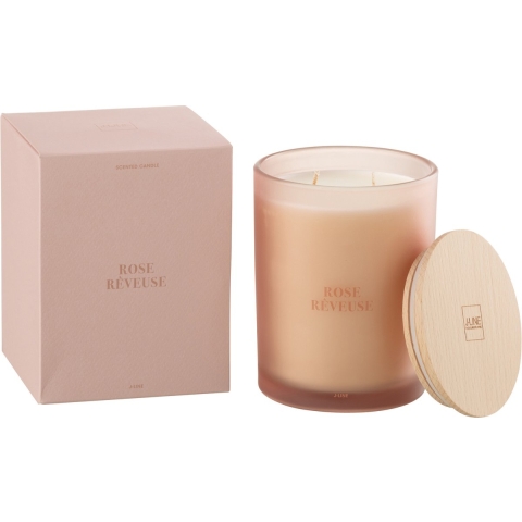 J-Line geurkaars accords essentiels rose rêveuse-52h 10.5x10.5x14cm