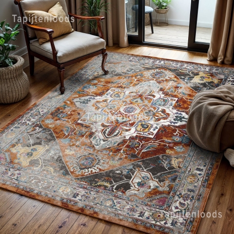 Muratap Picasso castana vintage vloerkleed terra / multi laagpolig-