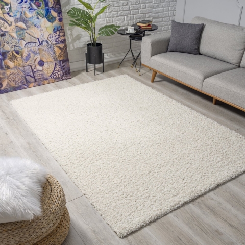 Muratap Loca shaggy vloerkleed creme hoogpolig- 80x150 cm