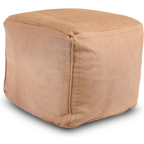 Safaary Marokkaanse poef leer licht naturel vierkant