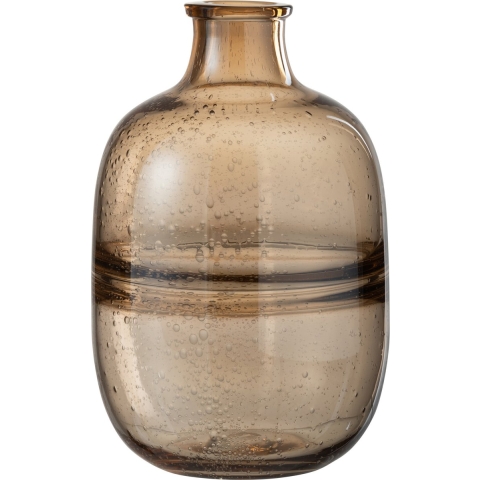 J-Line Vaas rond ribbel glas amber small