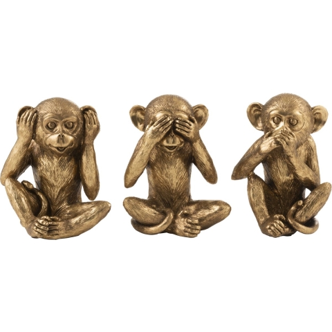 J-Line Aap horen-zien-zwijgen antiek