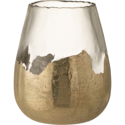 J-Line Theelichthouder rond glas goud large zoe