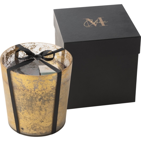 J-Line geurkaars m-chic glas goud/zwart large-140u 21x21x22cm
