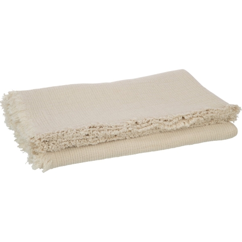 J-Line plaid franjes katoen mousseline licht 130x180x1cm