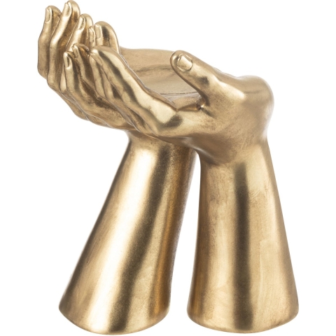 J-Line kandelaar handen resine goud 19x17.5x25cm