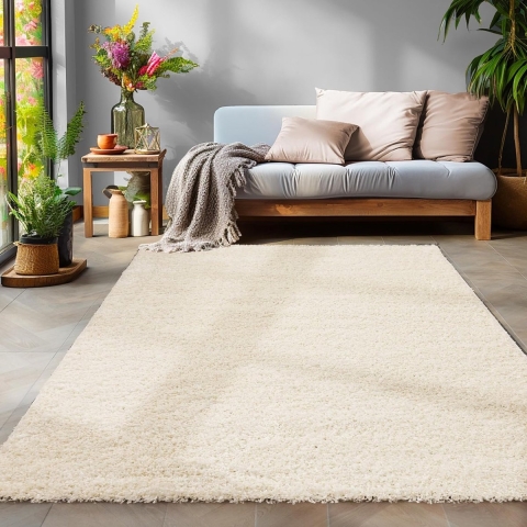 Muratap Basic shaggy vloerkleed creme hoogpolig- 160x230 cm