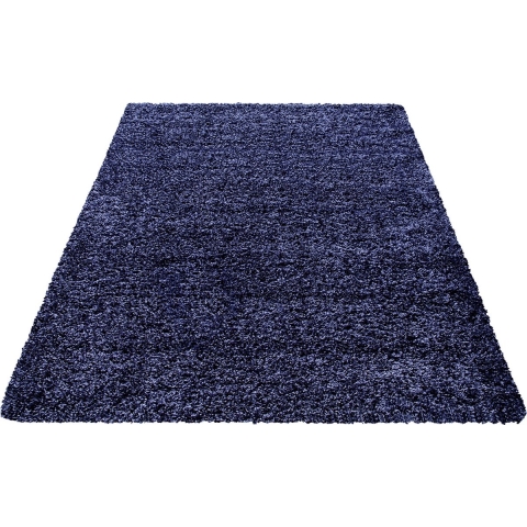 Muratap Basic shaggy vloerkleed donker blauw hoogpolig- 100x200 cm