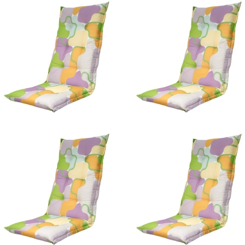 Madison tuinstoelkussen hoge rug grafi lila ca. 123x50 cm set van 4