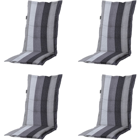 Madison tuinstoelkussen hoge rug victoria grey ca. 123x50 cm set van 4