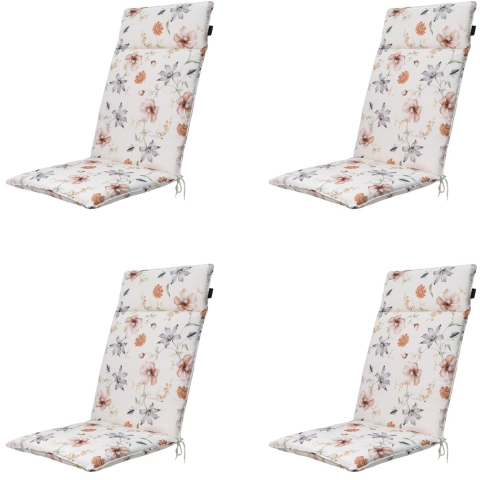 Madison tuinstoelkussen hoge rug florina natural ca. 120x50 cm set van 4