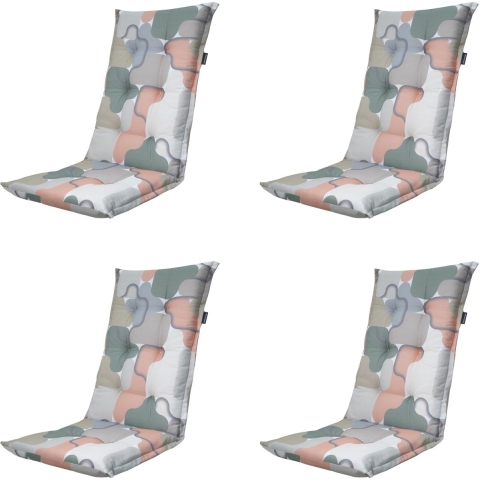 Madison tuinstoelkussen hoge rug grafi salmone ca. 123x50 cm set van 4