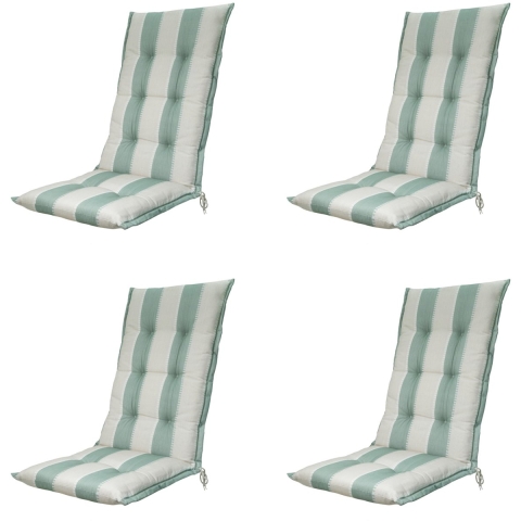 Madison tuinstoelkussen hoge rug banda kaki ca. 123x50 cm set van 4