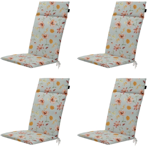 Madison tuinstoelkussen hoge rug florina orange ca. 120x50 cm set van 4