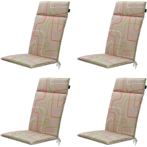 Madison tuinstoelkussen hoge rug joah terra ca. 120x50 cm set van 4