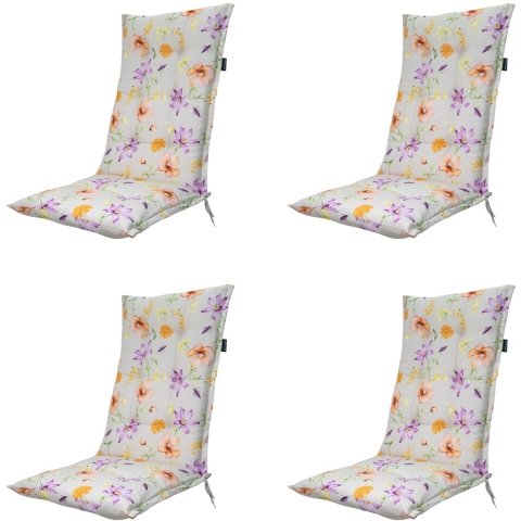 Madison tuinstoelkussen hoge rug florina purple ca. 123x50 cm set van 4