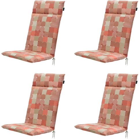 Madison tuinstoelkussen hoge rug jacky terra ca. 120x50 cm set van 4