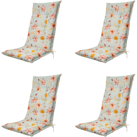 Madison tuinstoelkussen hoge rug florina orange ca. 123x50 cm set van 4