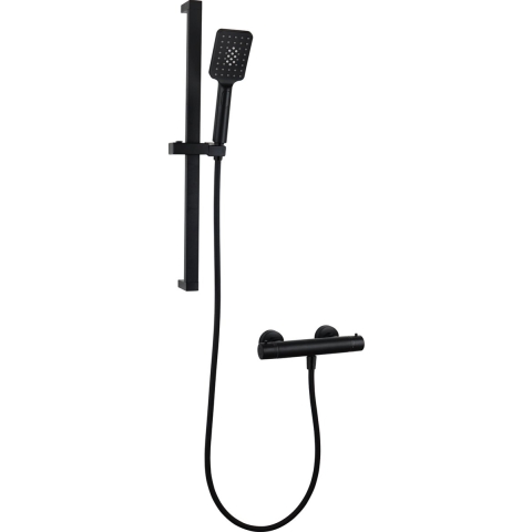 Luzzo ® square black doucheset thermostaatkraan met glijstang -