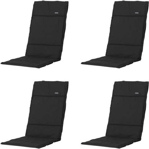 Madison tuinkussen fiber deluxe rib black ca. 125x50 cm set van 4