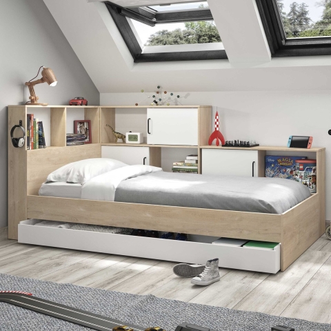 CaliCosy Bed met meerdere opbergmogelijkheden erwan 90x200 franse fabricage