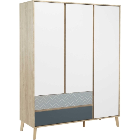 CaliCosy Larvik 3-deurs 2-lades kleerkast gemaakt in frankrijk