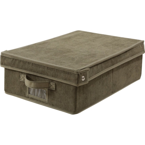 CaliCosy Opbergdoos met deksel van ribfluweel in kaki l31,5 cm