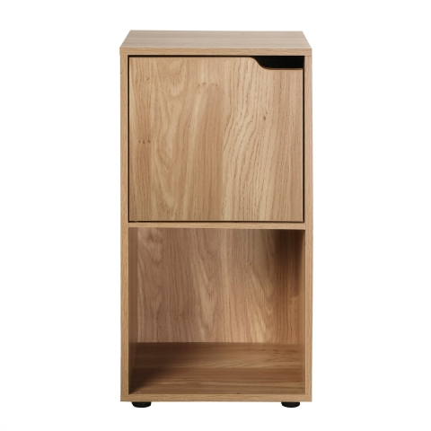 CaliCosy Set van 2 nachtkastjes met 2 compartimenten, houtdecor, 1 deur