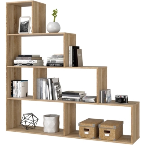 CaliCosy Trapvormige boekenkast met 6 vakken h145 cm klum