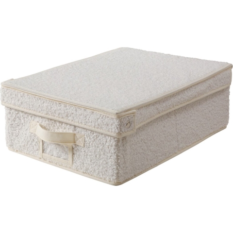 CaliCosy Opbergdoos met deksel van bouclé-stof in écru l31,5 cm