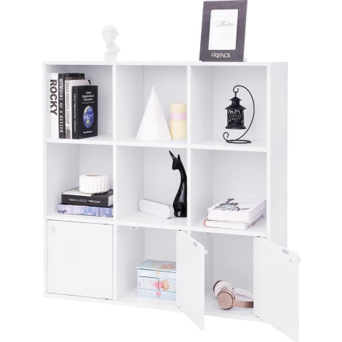 CaliCosy Witte opbergkast met 9 vakken en 3 deuren l97,5 cm