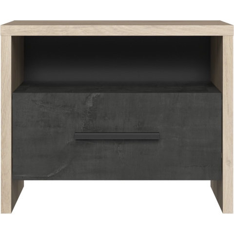CaliCosy Nachtkastje 1 lade en 1 nis eiken en zwart decor l49,6 x h40 cm colorado