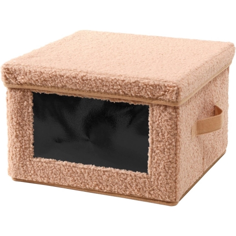 CaliCosy Opbergdoos van bouclé-stof in met venster l40 cm