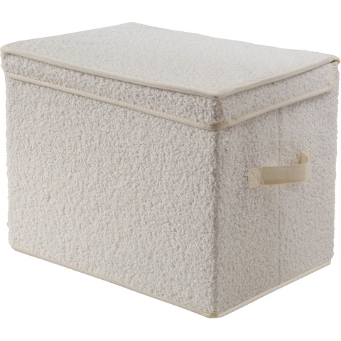 CaliCosy Hoge opbergdoos met deksel van bouclé-stof in écru h30 cm