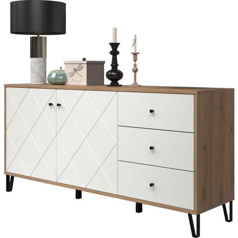 CaliCosy Buffet 2 deuren en 3 laden eikenhouten decor l183 cm touch