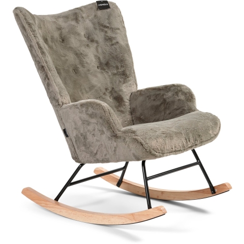 Aemely ® schommelstoel 'mama' olijf imitatiebont, blank hout