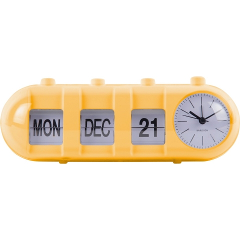 Karlsson wekker retro tube calendar flip helder