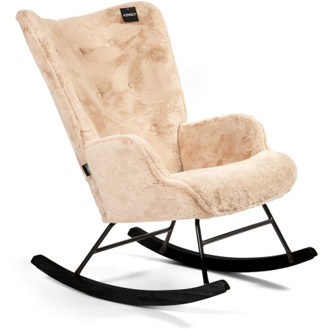 Aemely ® schommelstoel 'mama' imitatiebont, zwart hout