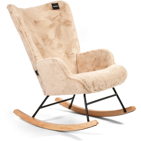 Aemely ® schommelstoel 'mama' imitatiebont, blank hout